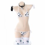 Japanese Milk Cosplay Costume Anime Sexy Kawaii Mini Cow Bikini Cute Lingerie Set Full Set Headband Ear with Tail Stocking