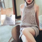 Turtleneck Sweater Sexy Backless Women Sweaters Sexy Women's Lingerie Pullovers Japanese Cosplay Virgin Killer Knitted Sweater