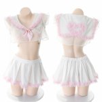 Lolita Pink Heart Sailor Perspective Underwear Anime Cosplay Costume Cute School Girl Uniform Outfit Sexy Kawaii Lingerie Set