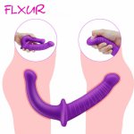FLXUR Strapon Dildo Lesbian Sex Toys Double Head Soft Silicone Vagina Clitoral massager Anal Masturbator Gay Sex Toys For Woman