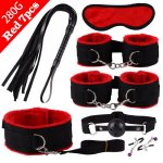 7 Pcs/set Sexy Lingerie Nylon BDSM Sex Bondage Set Accessories Hand Cuffs Footcuff Whip Blindfold Erotic Sex Toys For Couples