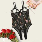 Erotic Babydoll Plus Size Women Sexy Lingerie Embroidery Lace Transparent Sex Underwear Open Bra Porno Crotchless Bodysuit Teddy