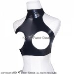 Black Sexy Latex Crop Top Open Bust Buttons At Back Rubber Bra Lingerie BRA-0003