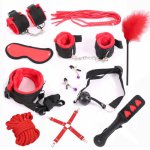 Black Nylon Red Plush Women Lingerie Erotic Sex Toys For Adults Sex Handcuffs Clamps Whip Mouth Gag Sex Mask Bdsm Bondage