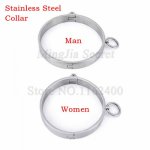 Stainless Steel Neck Collar with Locking Fetish Slave BDSM Restraints Choking Ring Role Play Adults Games Sex Toys For Couples