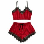 Ladies Sleepwear Plus Size Lace Satin Cami Top Pajama Sets Sexy Lingerie Hot Erotic Babydoll Sexy Underwear Costumes Langerie
