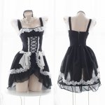 Lolita Sweet Gothic Dress Cute Anime Maid Costumes Lingerie Chiffon Ruffle Bikini Set for Women Sexy Lingerie Uniform Temptation