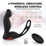 USB Rechargeable Male Prostate Massager with Ring Remote Control Anal Vibrator Silicon Sex Toys for Men Butt Plug Penis