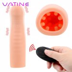 VATINE Electric Penis Reusable Vibrating Cock Sleeve Delay Ejaculation Realistic Dildo Vibrator Penis Enlarger Sex Toys For Men