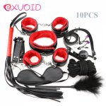 EXVOID 10 Pcs/Set BDSM Bondage Sex Whip Eye Mask Nipple Clip Flush Handcuffs Sex Toys For Couples Flirting Rope Slave Restraints