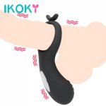 Ikoky, IKOKY USB Rechargeable 10 Modes Cock Ring Sex Products Vibrating Penis Ring Silicone Vibrator Delay Ejaculation Sex Toys for Men