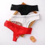 Hot Sale Low-Rise Cotton Solid Color Padded G-String Thong Underwear Exotic Panties Sexy Underwear Women's Lingerie