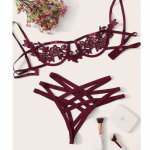 Sexy Lingerie Set Embroidery Sexy Kawaii Bandage Lace Cross Belt Hollow Bra Intimates Ladies Underwear Bra and Panty Set R80854