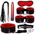 8Pcs Adult Bondage Handcuffs Footcuffs Whip Blindfold Massager SM Sex Toys Set Soft material makes it feel so great perfect gift