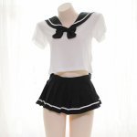 Japanese Girl Transparent Sleepwear Sexy Lolita JK Uniform Sailor Suit Anime Cosplay Female Uniform Underwear Set Night Skirt