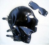 NEW special design sexy lingerie exotic unisex cekc mystical latex hoods eye moveable cover open mouth with neck collar fetish
