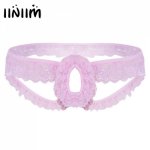 Mens Lingerie Exotic Gay Panties for Sexy Mens Lacy Frilly Sissy Panties Crotchless Open Back Briefs Underwear with Open Hole