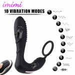 Wireless Remote Control Anal Vibrator Butt Plug Penis Delay Ejaculation Ring Silicone Male Prostate Massager Sex Toys for Men
