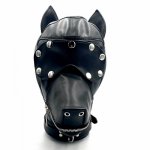 New Leather Fetish head Bondage Dog Headgear Mask Hood Open Mouth BDSM restraint blind fold Sex Toy For Woman man Slave Game
