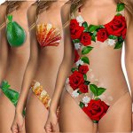 Funny Rose/Shell/Lime 3D Printed Swimsuit Sexy Perspective Bikinis 2020 Summer Brazilian One-piece Swimsuits New Sexy Swimwear