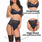 Women Lace Stockings Garter Belt Lingerie Set With G-String Suspender Thigh-High Sexy Lingerie Erotic Sets Female Sex Costume