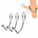 Good quality Stainless Steel Metal Anal Hook With Penis Ring For Male, Anal Plug,Penis Chastity Lock,Fetish Cock Ring