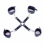 PU Leather Cross Wrist Ankle Cuffs Adult Games Cosplay Fetish Bondage Restraints Hand Cuffs Leg Cuffs Bdsm Sex Toy for Couples