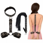 Fun Erotic Sex Toys For Couples Woman Sexy BDSM Bondage Handcuffs Neck Collar Whip For Adult Toys Slave Sex Accessories