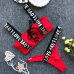 New Sexy Women's Letter Shoulder Strap Bikini Set Push-up Padded Bra Swimsuit Swimwear Triangle Bather Swimming Suit 2019 Summer