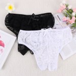 Women's Open Crotch Thongs Crotchless Lace Transparent Underwear Thongs Underpants Sexy lace Bowknot Lingerie Panties