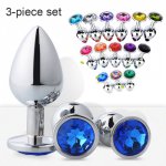 3pcs/set Anal Beads Jewelry Heart Smooth Butt Plug Stimulator Adult Game Gay Sex Toys Dildo Stainles Steel Anal Plug for Couples