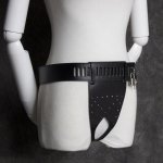Chastity Pants Device Lock PU Leather Harness Belt Bdsm Restraint Bondage Shorts Sexy Lingerie Briefs Underwear Chastity Panties