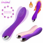 USB Rechargeable Heating Dildo Vibrator Clitoris Stimulator Massager Powerful Magic Wand Strapon Masturbation Sex Toys for Woman