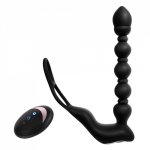 Wireless Remote Control Men Prostate Massage Vibrator Heating Vagina Anal Plug Balls Locking Ejaculation Ring Sex Toy for Couple