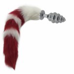 SML Anal Sex Toys Stainless Steel Thread Anal Plug Fox Tail Butt Bead Accessories Soft 40cm Red Anal Tail for Women Men H8-218C