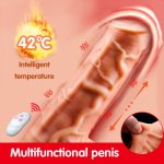 Skin feeling Realistic Dildo Soft Liquid Telescopic Heating Penis With Suction Cup Sex Toys for Woman Strapon Wireless Remote