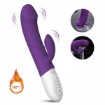 64 Vibration Mode Powerful Dildo Vibrators For Women Magic Wand Heating Body Massager G Spot Rabbit Vibrator Feamle Masturbator