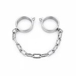 Stainless steel press lock, iron chain, ankle, handcuffs, metal shackles, slave BDSM fetishes, handcuffs, adult sex toy shackles