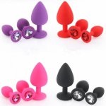 20 pcs/lot Medium Size Silicone Anal Plug , Adult Games Sexy Anal Toys Crystal Jewelry Butt Plug Adult Sex Toys for Women Men