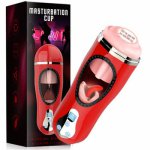 Male Penis Automatic Masturbator Vibrator Vagina for Men Silicone Toy,Vibrating Tongue Licking Pussy Sex Toys for Adult Suck Man