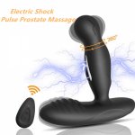 Hig Speed Electric Shock Pulse Prostate Massage Vibrators Remote Control Rotation Male Anal Butt Plug Stimulator Masturbator Toy
