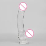 Curved 9 Inch Big Crystal Glass Dildo Clear Pyrex Glass Large Dick Huge Dildo Realistic Strapon Penis Adult Sex Toys for Woman