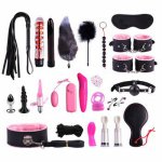 23PCS/SET Sex Toys for Couples Exotic Accessories PU Leather Sex Bondage Set Lingerie Handcuffs Whip Rope Adult Game Products