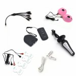 Wireless Remote Control Electro Shock Power Therapy Two Holes Output Host Anal Plug Nipple Clamps Pads Massage products
