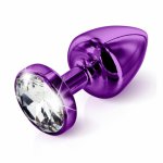 Zdobiony plug analny - Diogol Anni Butt Plug Round Purple 25 mm Okrągły Fioletowy