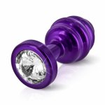 Diogol, Prążkowany ozdobny plug analny - Diogol Ano Butt Plug Ribbed  Purple 30mm Fioletowy