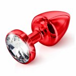 Zdobiony plug analny - Diogol Anni Butt Plug Round Red 30 mm Okrągły Czerwony