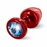 Diogol, Plug analny ozdobny - Diogol Anni Butt Plug 25mm Okrągły Czerwony z Niebieskim