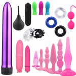 New Plugs Anal Vibrator Ring Cock Enema Bulb Vaginal Ball Sex Toys Set 20PCS