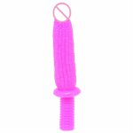 Long Dildo Corn Shape with Thread Handle Handheld Double End Anal Plug Dildo Soft Penis Huge Dildo Sextoys Adults for Women